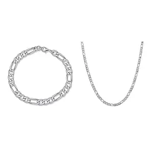 925 Sterling Silver Figaro Chain Set | Minimalist Necklace & Bracelet for Everyday Stacking