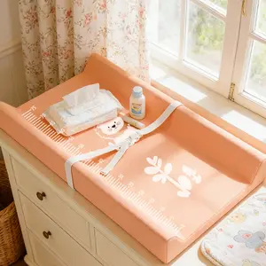 Baby Changing Table with PU Diaper Pad, Leather Infant Care Dressing Table, Baby Massage Mat, Compressed Packaging, Pure Color PU Diaper Table