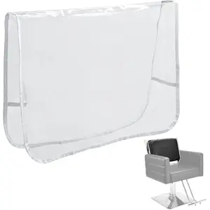 Salon Barber Chair Cover Protector - Prevents , Clear Square, Easy Clean,Durable Vinyl Salon Chair Covers Fits  Barber Chairs, Reinforced Precision Stitched Covers (Larger White)