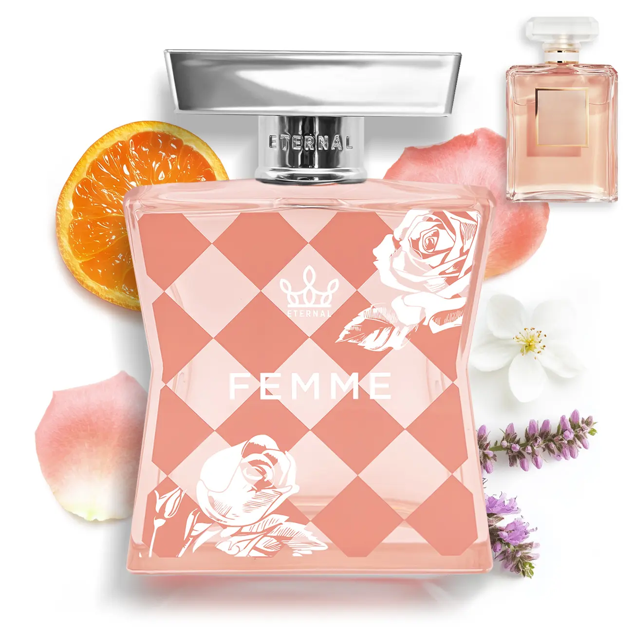 Eternal Femme - Inspired by Designer Orange Rose Perfume - 3.4 oz (100ml) - EDP - Long-lasting - Vegan - Clean Ingredients - Perfume Spray for Women - 2000 sprays per bottle Floral Fruity Fragrance Amber Vanilla Patchouli