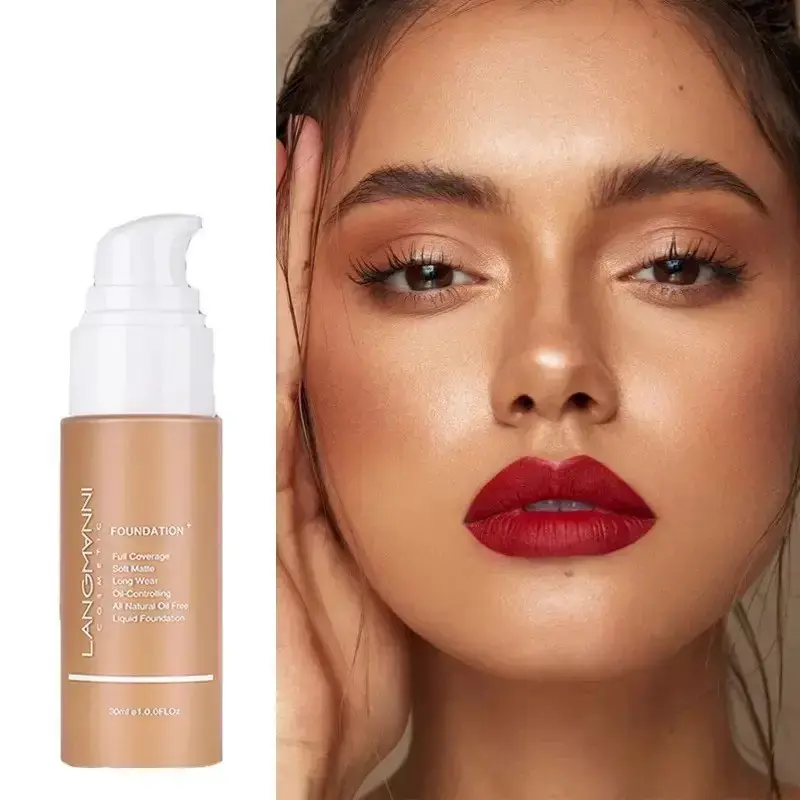 Natural Matte Foundation Liquid, Oil Control Oily Skin Concealer Press Powder, Flawless Matte Finish, Flawless Skin Finish, 13 Colors Available, Makeup Essential, Beauty Cosmetics