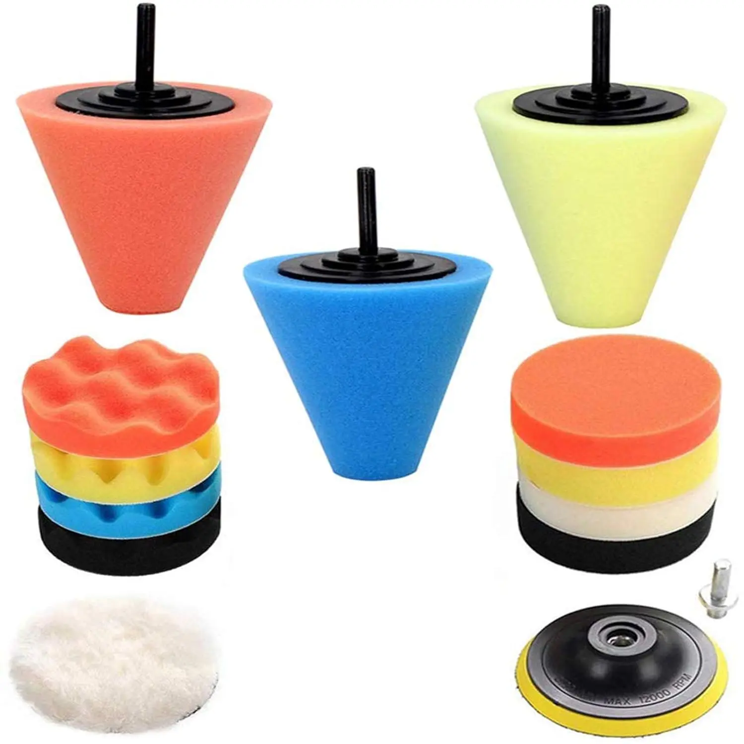 Buffers and Polishers Kit for Drill, 14 count Drill Polishing Wheel  Ball Buffing Pads Sponge Ball for Automotive  Wheels Care, Metal, Plastic, Ceramic and Glass