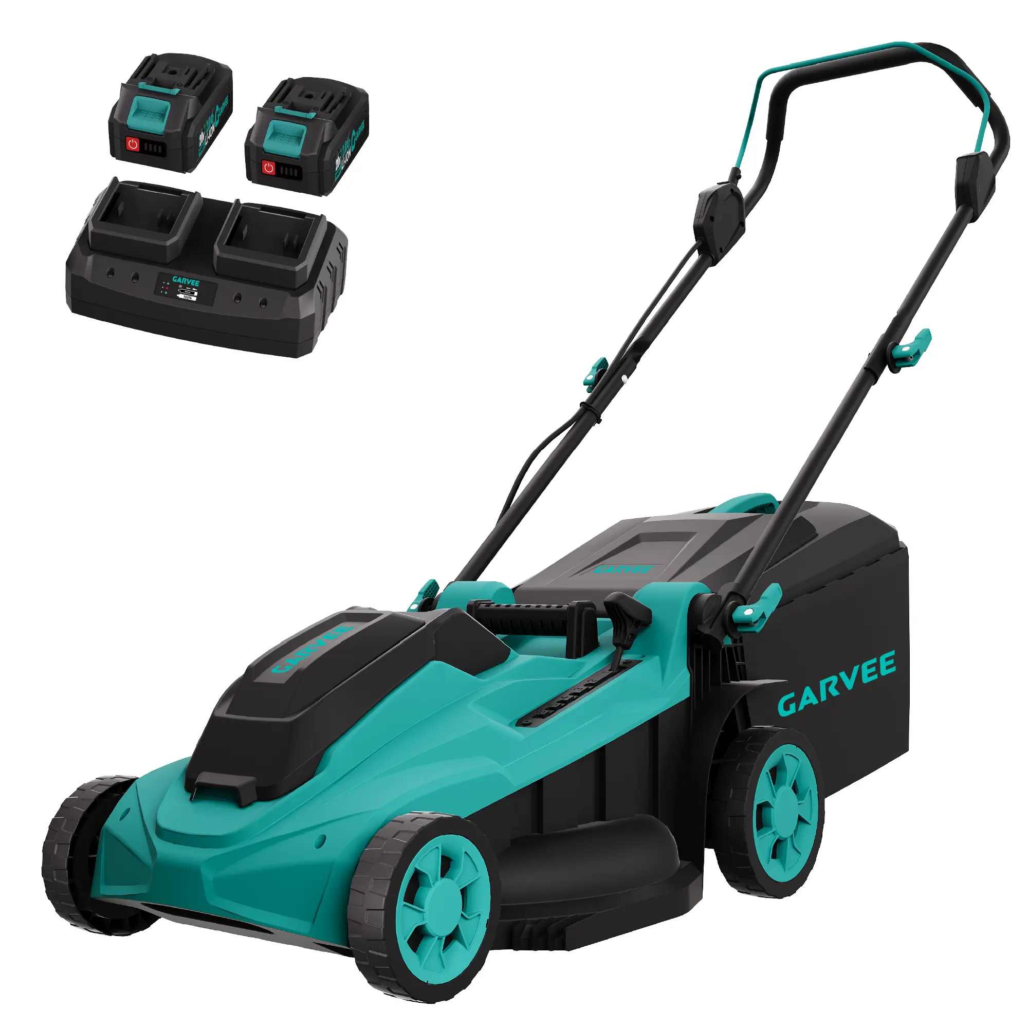 17 Inch Cordless Electric Lawn Mower, 2×20V 4.0Ah Battery Powered Brushless Motor, 2-in-1 Bagging Mulching Walk Behind Push Lawnmower with Charger for Garden Yard Grass Cutting