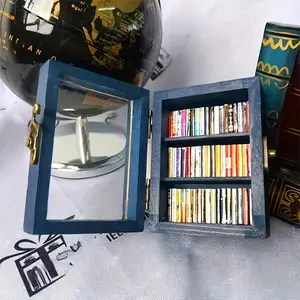Mini Wooden Book Storage Box, 1 Count Miniature Bookshelf Design Display Case, Desk Organizer for Home Decor, Unique Gifts for Book Lovers, Bookshelf Accessory, Bookshelf Book Rack