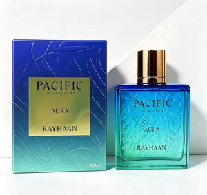 Rayhaan Pacific Aura Eau de Parfum Spray 3.4 Ounce 100ml, Refreshing Men's Fragrance with Citrus, Mint, Aromatic & Warm Amber Notes, Long-Lasting Fresh Scent for Daily, Outdoor & Casual Occasions