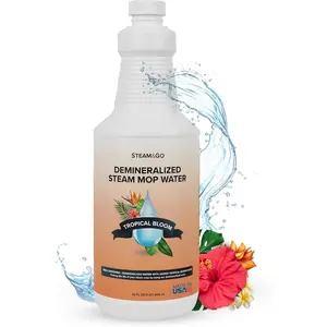 Demineralized Water for Steam Cleaner - PVC-Free Floor Cleaning Solution Compatible for All Steam Mops - Multi-Surface Cleaner for Home Surfaces - Tropical Bloom Scent, 32 oz