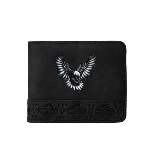 Aztec Solar Soar Eagle PU Leather Wallet for Men RFID Blocking with ID Window Credit Card Slots Ultra Thin Design Soft Imitation Leather Perfect Gift Trifold Card Holder