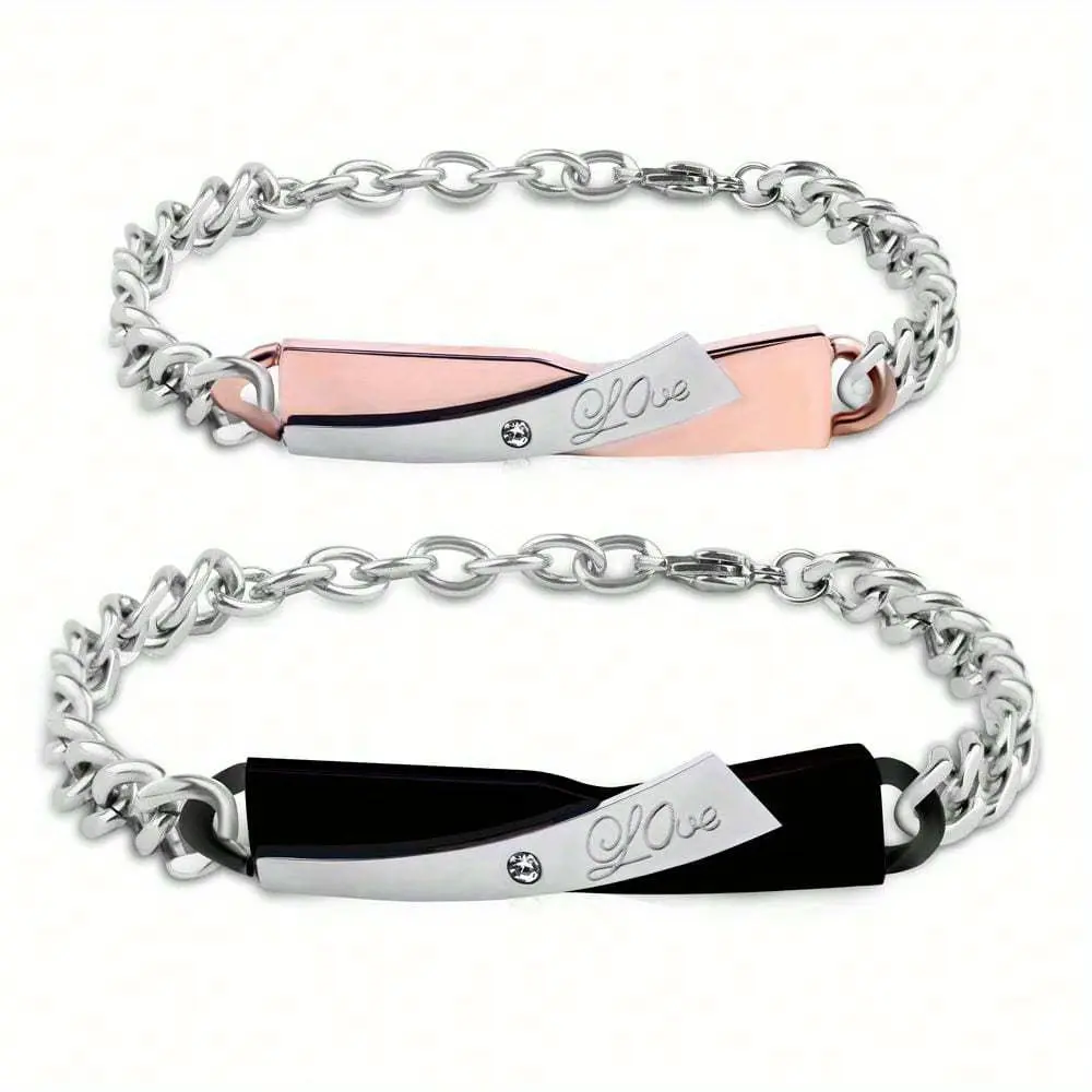 Light Luxury Couple Bracelet Stainless Steel Hypoallergenic Simple High-end Men Women Same Style Show Temperament Daily Wear White Black Pink Silver Trendy Fashionable Accessories Trendy Stack Bangle, Unisex, Stackable Bracelets, Metal, Elegant, One Size