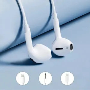 In-ear Wired Headphones with 3.5mm, Type-C, iPhone Connectors, Headphones Jack, featuring Microphone, Call Noise Cancellation, Wired Stereo Sound, Noise Cancelling Headphones, Wired Earbuds