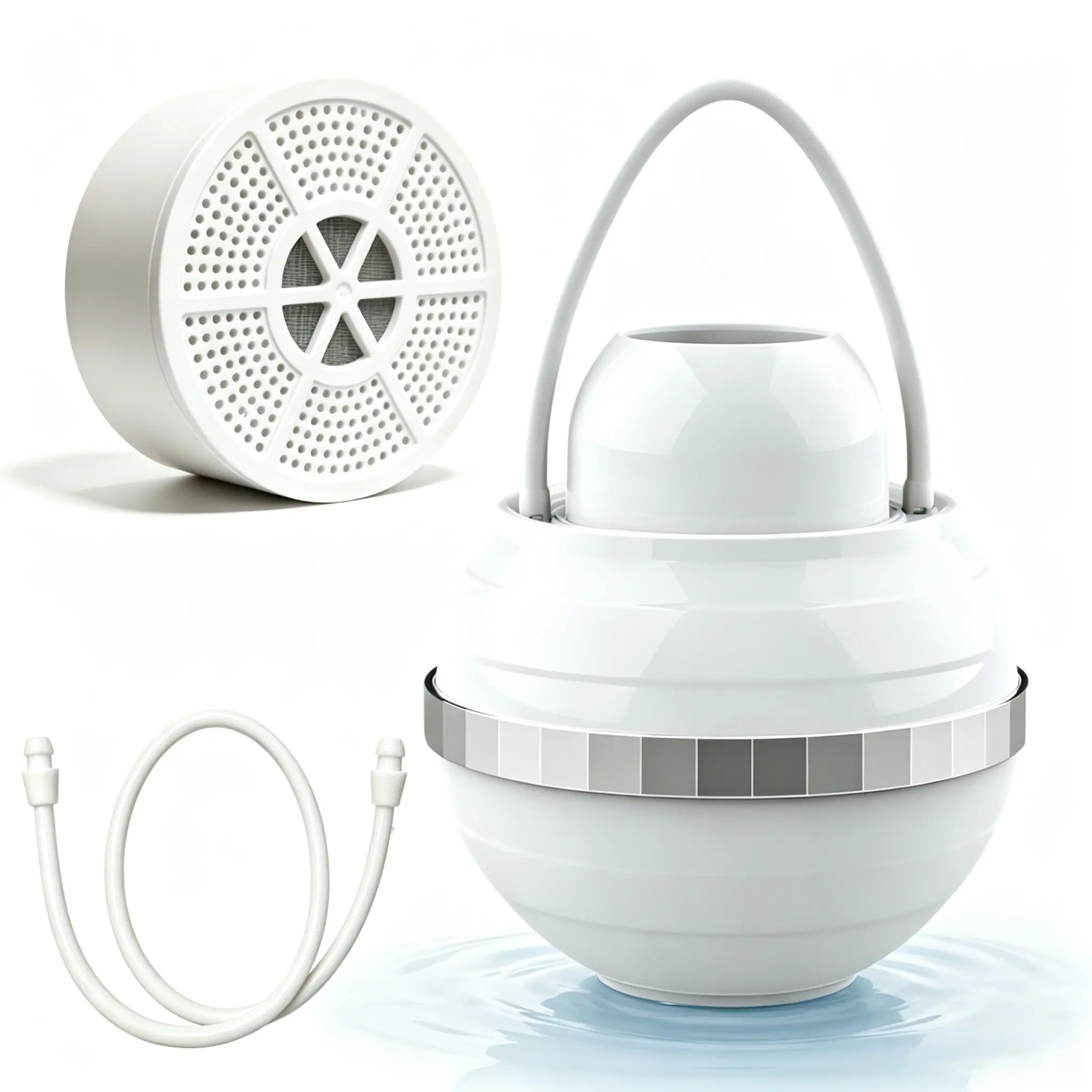 Indoor Use Tub Bath Filter - 8-Stage Filtration System, BPA-Free, Removes Contaminants, Chlorine & Fluoride, Softens Hard Water for Skin & Hair (White)