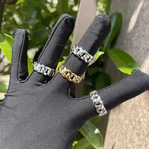 [ICE HUE] 18K Gold Vacuum Plated Copper Smooth Cuba Ring with 5A+ Sri Lanka Zircon Accents, Unisex Appeal, Luxury Costume Jewelry for Daily Wear & Gifting, Classic Hip Hop Simple Sporty Styles