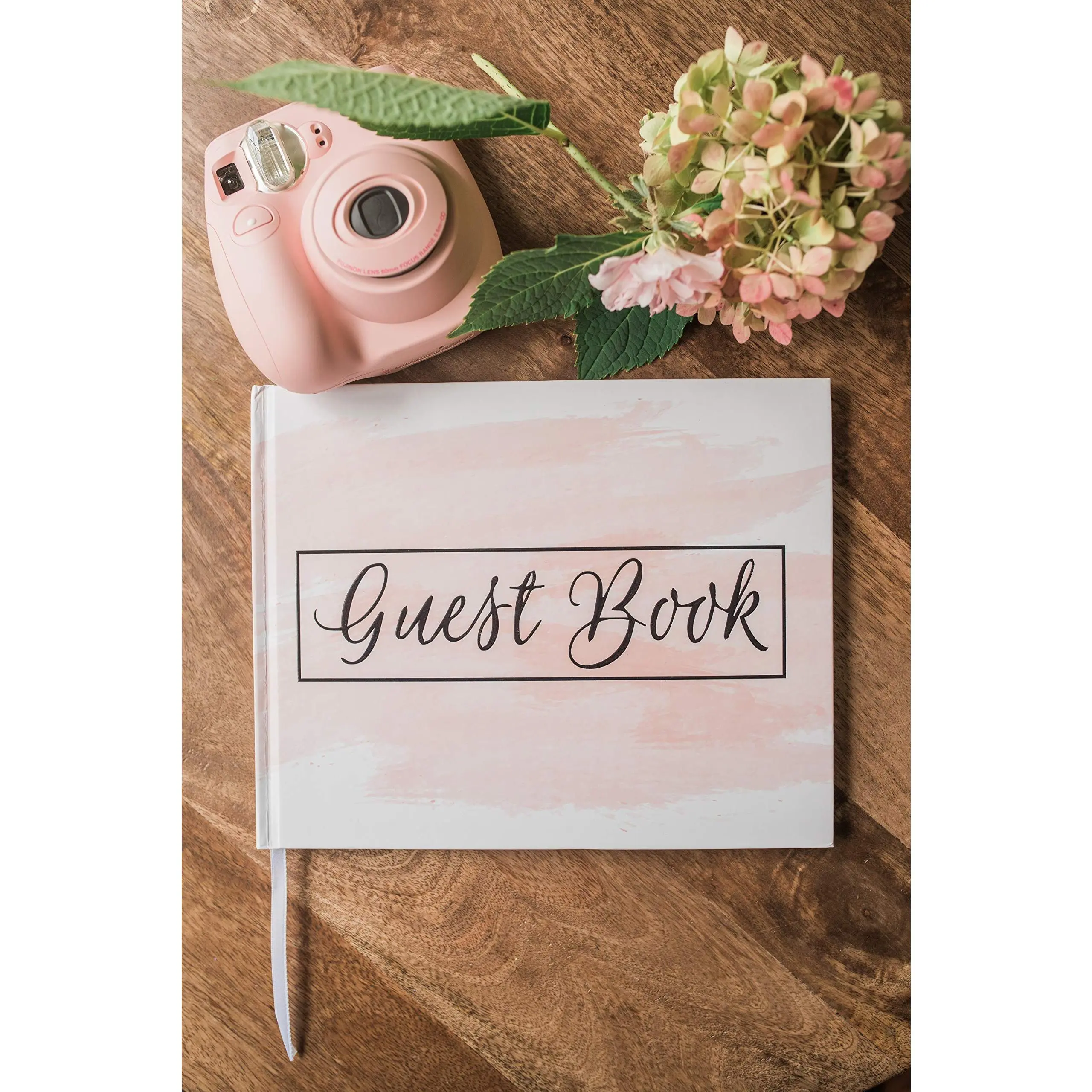 Paper 'n Such Wedding or Grad Guest Book Pink Polaroid Album Hardcover Photo Guestbook- 10" x8” - Funeral, Bridal Shower, Baby Shower, Graduation Party, Registry Sign in