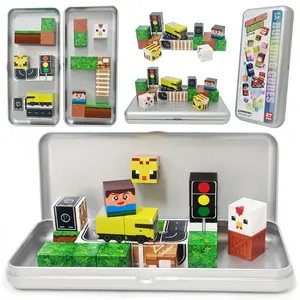 Magnetic Building Block Set in Iron Box, Educational Building Block Toy Set, Stem Magnetic Blocks, Easy to Organize STEM Sensory Cube, Perfect Halloween and Christmas Birthday Gift For Boys And Girls
