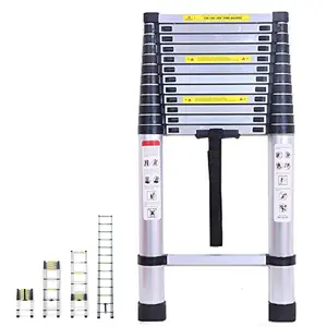 16.4ft Telescoping Ladder Aluminum Extension Ladder Heavy Duty Portable Ladder, 330lbs Load Capacity, 3.1ft Folded Height, with Anti-Slip Rubber Feet Safety Lock Mechanism, for Home, Outdoor
