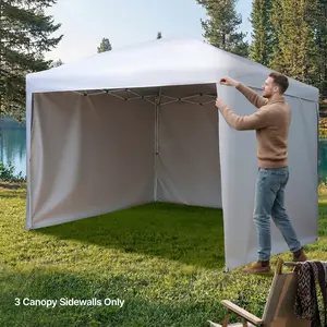 【DealsForYouDays】VEVOR Canopy Sidewalls, Fit for 10 x 10 ft Pop Up Canopy Tent, Tent Side Walls with Waterproof and Sunlight Protection Layer for Outdoor Event Tents, Vendor Booths, Camping (3 Sidewalls Only, White)