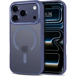 Phone Cases for iPhone 17 Pro Max 16 15 14 13 12 11 Pro Max Case Magnetic Phone Case Compatible with MagSafe, Soft TPU Bumper Hard Translucent Matte Back Slim Fit Shockproof Protective Cover case for iphone 17 Pro MMen Women Girls - Blue