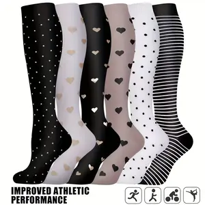 6 Pairs of Compression Socks for Women and Men Sports Socks Breathable Sweat-Absorbent Comfortable Nylon Blend Fabric Suitable for Basketball Football Running Hiking and Outdoor  Thigh High Socks thigh high socks socks for women compression socks women