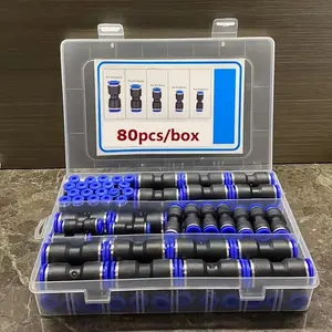 Air Hose Fittings Kit, 80pcs/box Quick Connect Air Hose Fittings Kit, Universal Thread, Leak-resistant, Easy Installation, for 5/32 1/4 5/16 3/8 1/2 Inch Tube, Pipe, Flexible Hose, Threaded Fittings