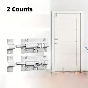 Stainless Steel Door Bolt Latch, 2 Counts Door Slide Lock with 12 Screws, Durable Door Hardware for Home, Office, Hotel, Apartment, Dormitory, Stainless Steel Locks