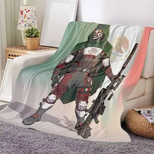 Tactical Warrior Flannel Blanket Mexican Eagle Flag Print UltraSoft Lightweight Plush Fabric Breathable Warmth Perfect for Living Room Couch Outdoor Military Camping Bedroom Bedding Decoration