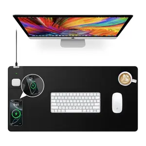 15W Fast Wireless Charging Mouse Pad with Foldable Phone Stand, 31.5" Extra Large Desk Mat, 2-in-1 Qi Charger for iPhone, Samsung, AirPods, Smooth Surface for Gaming & Office