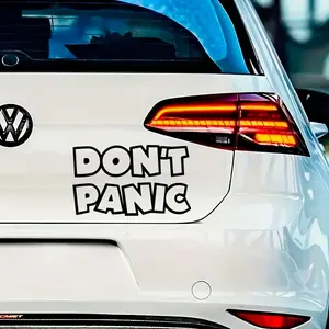 1PC Light Trendy Playful “Don’t Panic” Car Sticker | For Car Rearview Mirrors, Stationery, “DON’T PANIC” Slogan Decor, Load Your Car with Relaxed Vibe Easily, Easiness in Travel Details