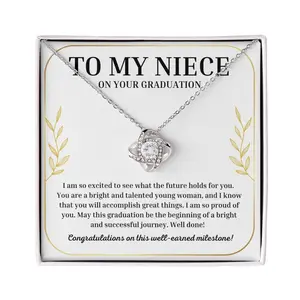 To My Niece on Your Graduation Necklace, High School Graduation Gift for Niece from Aunt Uncle, Graduation Jewelry with Message Card Box