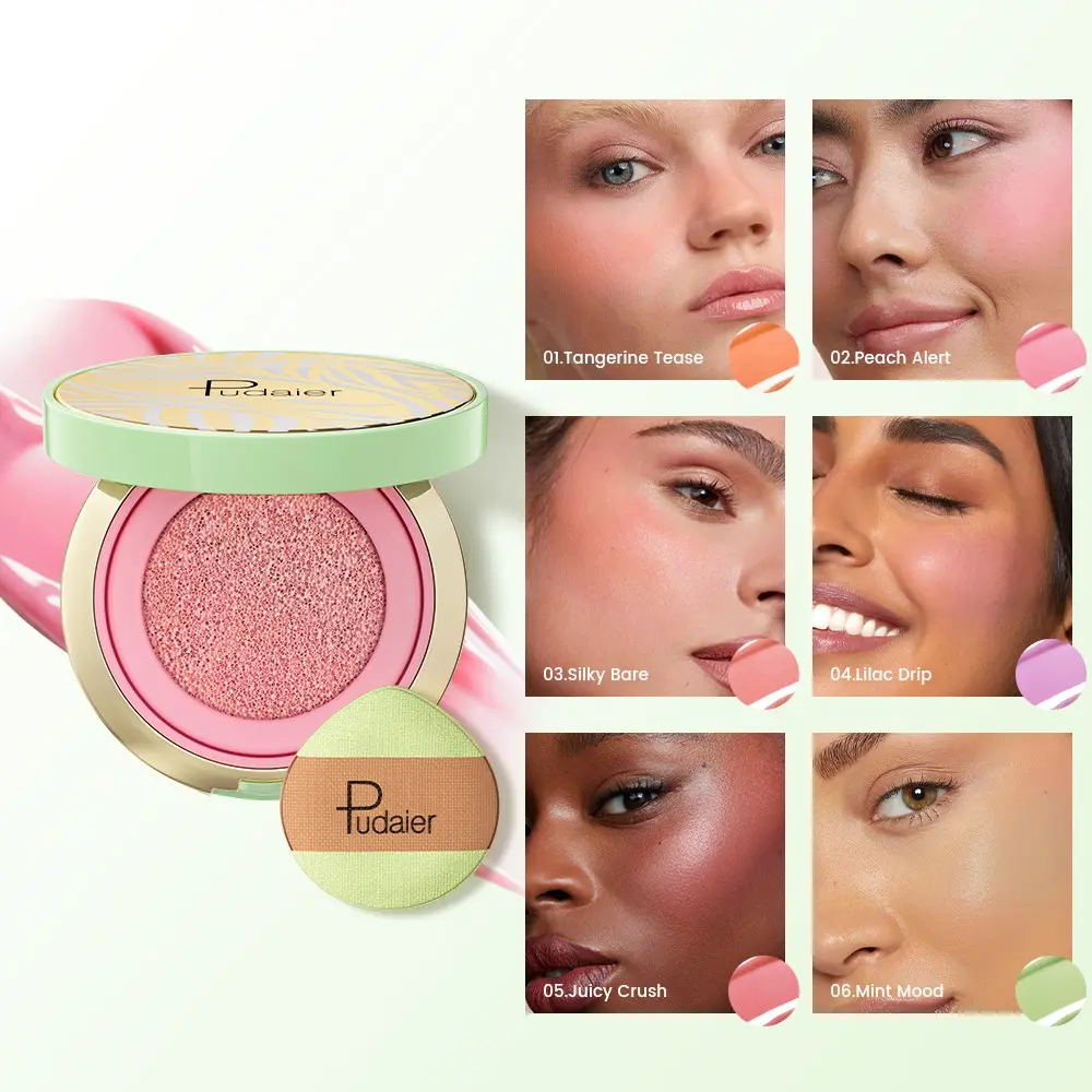6-Color Liquid Blush, Waterproof Long-Lasting Highlighter, Lightweight Natural Look Moisturizing Hydrating Makeup, Non-Cakey, Smudge-Proof, Mini Palette