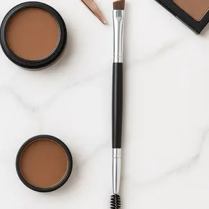 Eyebrow Brush - Duo Eye Brow Spoolie - Angled Eyeshadow Eyeliner - Precision Flat Definer - Small Shader - 3 count Makeup Brush Set - Cruelty  Synthetic Bristles