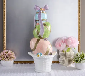 18.5" Egg Tree in Basket with Bow by Valerie