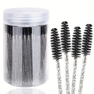 40pcs/bottle Crystal Eyelash Brush Mascara Wands Disposable Eyebrow / Lash Brushes for Eyelashes Extensions Eye Makeup Kit Lashes Applicator Tool Spoolies with Container Cosmetic