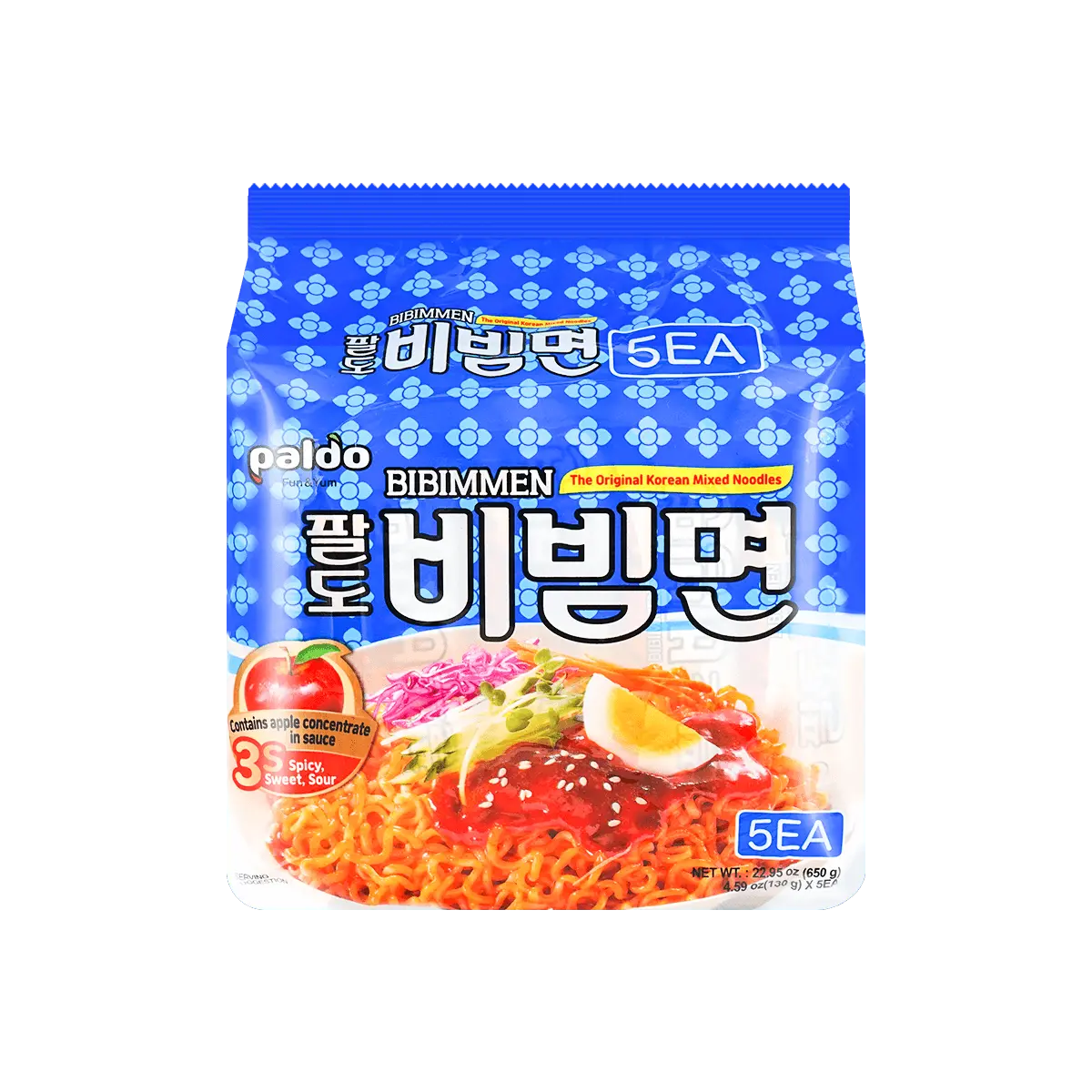 PALDO Bibimmen Instant Noodles -【JK & RM's Pick】Brothless Cold Korean Ramen Noodles, 5 Packs, 22.92oz