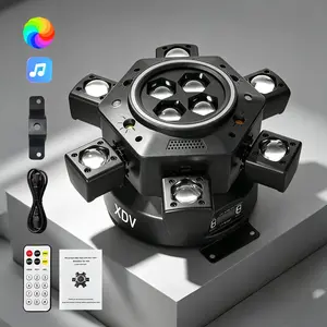 XDV 6-Eye 6-Arm Moving Head Stage Light, Upgraded Bee-Eye 6-Arm DJ Party Light from 4-Arm Bee-Eye Design, 150W RGBW Sound Active Light with Laser, Strobe, Remote Control & DMX512 for Bar, KTV, Club, Home Parties
