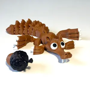 Flexi Sabretooth Squirrel - 3D Printed Articulating Figure Decor Nature