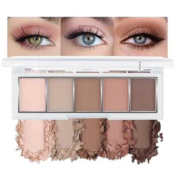 Matte Nude Eyeshadow Makeup Palette,  Pink Brown Taupe Neutral Matte Smokey Cream Mini Eye Shadow Palette Makeup for Older Women Blue Green Eyes, Contour Make up Palettes