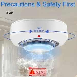 Smoke Detector Square Design, Advanced Photoelectric Technology, Test Button, Low Battery Alert, Ideal for Bedroom and Home