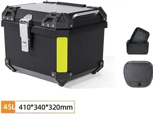 45L Universal Motorcycle Top Case, Waterproof Motorcycle Tail Box with Backrest & Handle, Dual-Key Storage Carrier Case, ABS Trunk Tour Tail Box for Motorcycles Bicycle