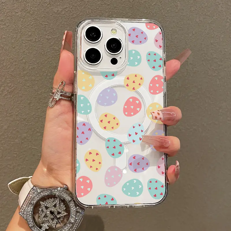 Magnetic Soft Case for iPhone11/12/13/14/15/16/promax, Colorful Easter Egg Pattern MagSafe Compatible,Aesthetic Pattern Design Lightweight,y2k cased,AntiScratch,and Trendy