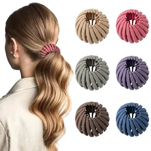 AWAYTR Elegant Bird Nest Hair Bun Bird Nest Expanding  Hair Claw Clips Horsetail Holder Hair Clips for Women Girls Fashion Hair Accessories 6Pcs/Set Barrettes Hairstyles