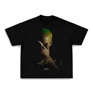 Premium 100% Cotton Urban Shadow Portrait Graphic Tee | Men's Funny Vintage Hip Hop R&B Music T-Shirt | Classic Retro Avant-Garde Foil Script Crewneck Short Sleeve Shirt, Graphic Black Top