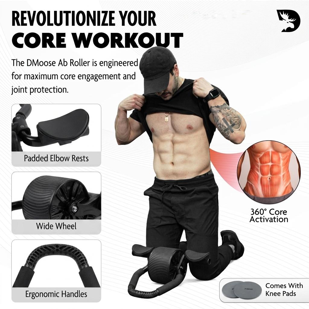 Ab Roller Wheel with Digital Display, Compact Double Wheel Fitness Equipment for Unisex Core Strength and Abdominal Crunch Training, Core Training, Abdominal Crunch Ab Training