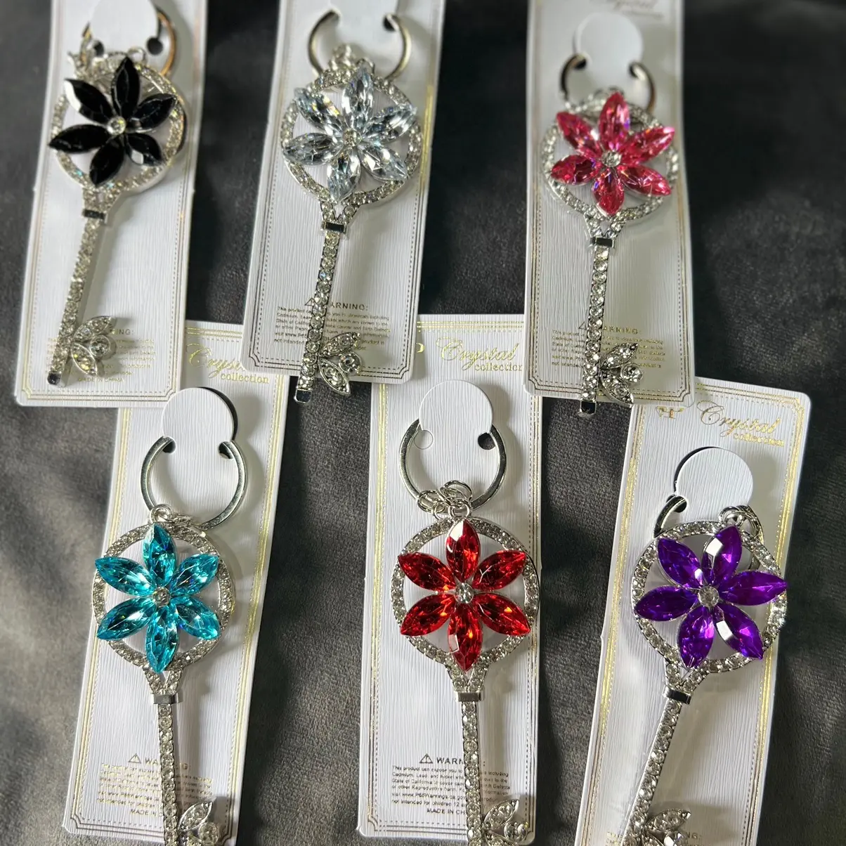 Silver Bling Flower Petal Keychains