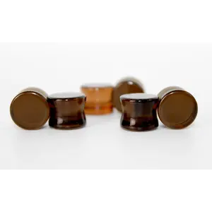 Brown Smoky Glass Double Flare Ear Gauges, Non-Natural Crystal Jewelry Accessories, Earrings for Decorative