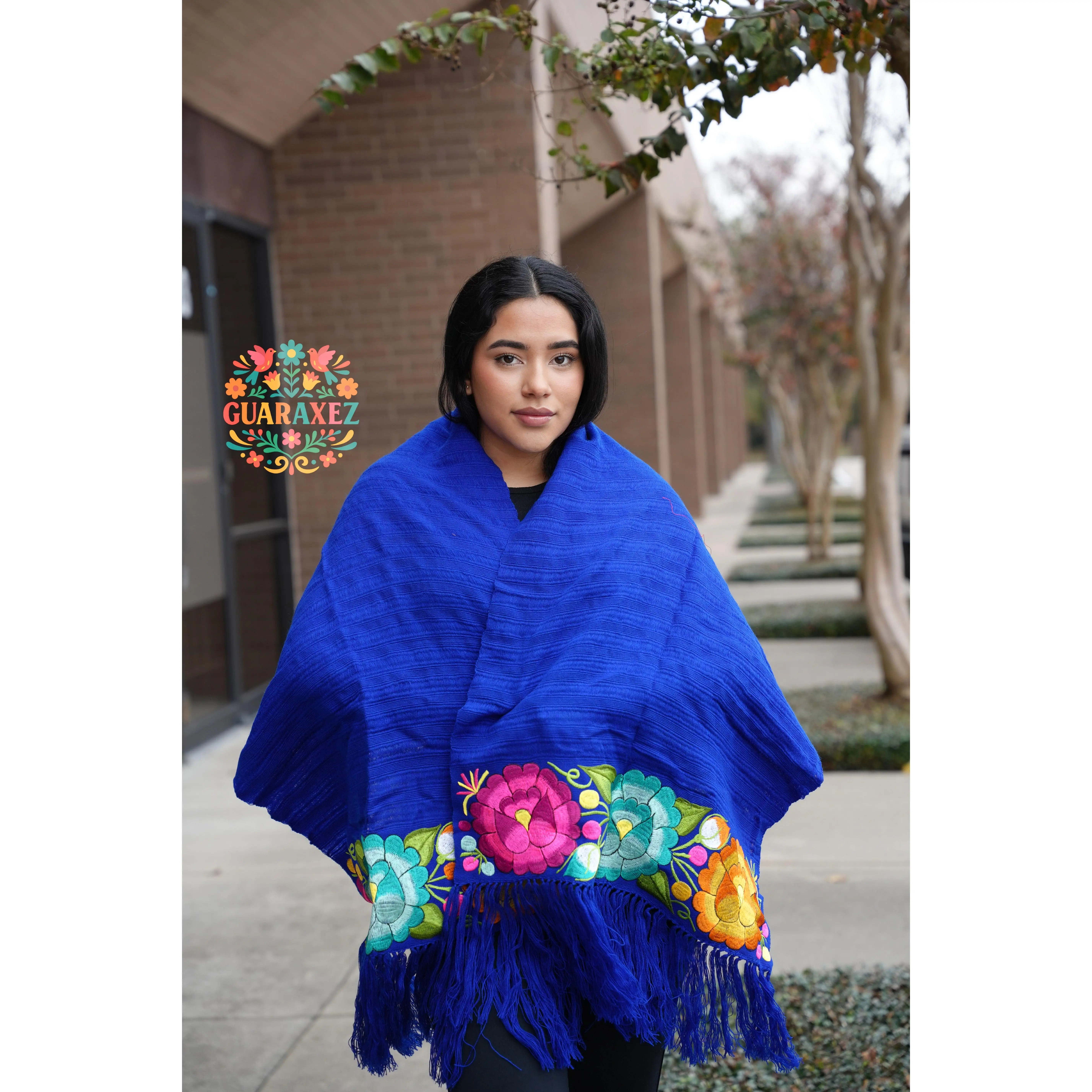 Rebozo Telar Flores Embroidery