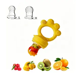 Baby Fruit Feeder Teether with 3 Silicone mesh Bags, 5 Textured Teething Points, BPA Free 2-in-1 Fresh Food Feeder,Safe Tableware for Infant Self-Feeding
