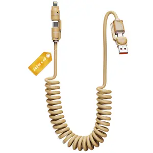 Kedeso 240W 4-in-1 USB-C Cable, PD 5A Fast Charging, Data Sync, USB-A, Type-C, Lightning,  Aluminum, Compatible with iPhone 16/15, iPad, Samsung, Laptops office car travel