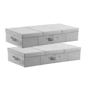VEVOR Under Bed Storage with Lids, Summervibes,Summervibes, 31.7 x 15.9 x 6.1 Inch, 48L Large Underbed Clothes Storage Containers, Low Profile Gray Under Bed Drawer Shoe Organizer Bins Box for Blanket Shoe Bedroom, 2 Pack