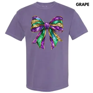 Shimmer Mardi Gras Bow Comfort Colors T-Shirt