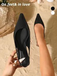 2026 Summer Women's Pointed Toe Slingback Flats, Elastic Back Strap Slip-On Shoes, 2 Colors Comfortable Versatile Office Daily Casual Shoes Comfortable women's shoes for outdoor wear, versatile for commuting, daily and casual occasions