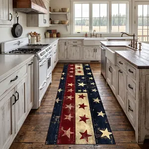 Red/White/Blue Stars & Stripes 250th Independence Day Long Runner Rugs, Non-Slip Decorative Mat for Hardwood Floors Laundry Room, Sink Floor Bedroom, Living-Dining Room, Entryway Hallway, Washable Kitchen Mat, Stylish Beautiful Home Decoration
